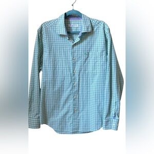 Tommy Bahama Sarasota Ventura Coast Island Zone Blue Green Check Shirt Medium